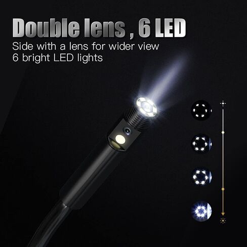 8MM Inspection Camera, Dual 1080P Lens, IP67 Waterproof, 1700mAh, 5.0 Inch Screen, Semi-Rigid Cable(5M/16.4FT Cable) in Saudi Arabia