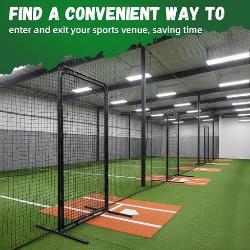 باب قفص مضارب البيسبول للخدمة الشاقة مقاس 2.8 قدم × 6.3 قدم - باب قفص مضرب بإطار فولاذي قائم بذاته لسهولة الوصول إلى أقفاص ممارسة البيسبول والكرة اللينة مع فيديو التثبيت in Kuwait