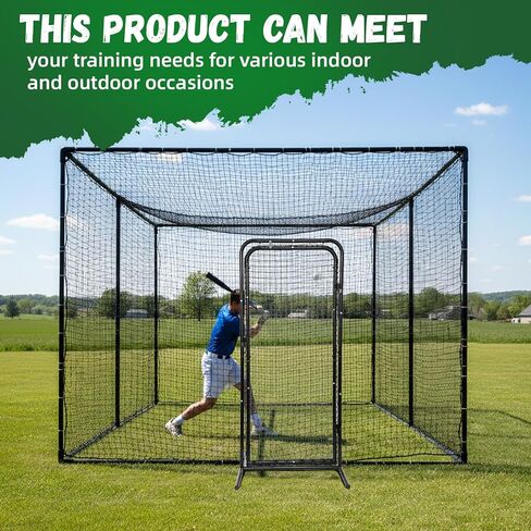 باب قفص مضارب البيسبول للخدمة الشاقة مقاس 2.8 قدم × 6.3 قدم - باب قفص مضرب بإطار فولاذي قائم بذاته لسهولة الوصول إلى أقفاص ممارسة البيسبول والكرة اللينة مع فيديو التثبيت in Kuwait