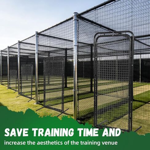 باب قفص مضارب البيسبول للخدمة الشاقة مقاس 2.8 قدم × 6.3 قدم - باب قفص مضرب بإطار فولاذي قائم بذاته لسهولة الوصول إلى أقفاص ممارسة البيسبول والكرة اللينة مع فيديو التثبيت in Kuwait