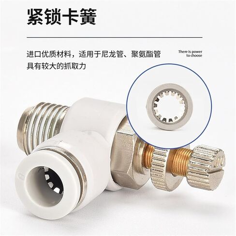 Throttle Valve White Pneumatic Speed ​​Control One-way Pipeline Cylinder Pressure Regulating SA8 SL4-M5/6-01/8-02 Copper Connection 1Pcs(SL10-04) in Saudi Arabia
