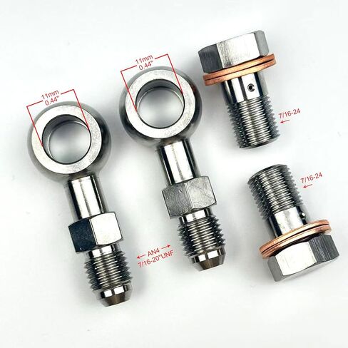 مستقيم ذكر AN4 AN -4 4AN إلى متري 7/16-24 11 مللي متر تركيب بانجو العين محول الترباس غسالة 2kit in Kuwait