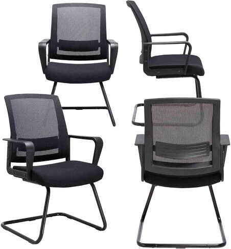 CLATINA Waiting and Guest Chairs for Conference Room with Lumbar Support and Mid Back Mesh Space Air Grid Series Black 1 Pack in Saudi Arabia