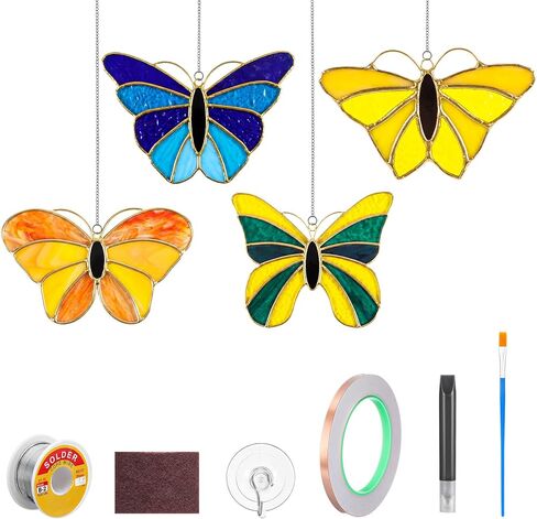 LemonRoad 1 Set Cardinal Pre Cut Stained Glass Kits for Adult Beginner Made Easy DIY Stained Glass Craft Kit with Solder Wire, Gel Flux, Flux Brush for Christmas Birthday Party Favor in Kuwait