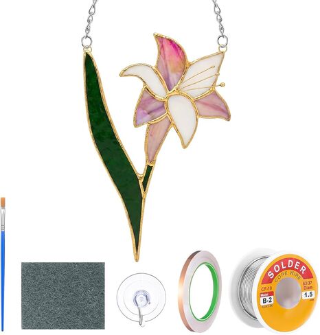 LemonRoad 1 Set Cardinal Pre Cut Stained Glass Kits for Adult Beginner Made Easy DIY Stained Glass Craft Kit with Solder Wire, Gel Flux, Flux Brush for Christmas Birthday Party Favor in Kuwait
