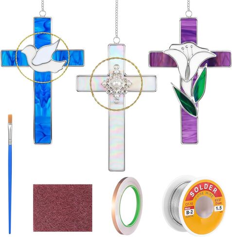LemonRoad 1 Set Cardinal Pre Cut Stained Glass Kits for Adult Beginner Made Easy DIY Stained Glass Craft Kit with Solder Wire, Gel Flux, Flux Brush for Christmas Birthday Party Favor in Kuwait