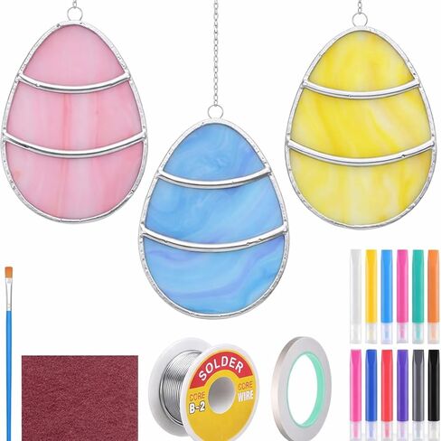 LemonRoad 1 Set Cardinal Pre Cut Stained Glass Kits for Adult Beginner Made Easy DIY Stained Glass Craft Kit with Solder Wire, Gel Flux, Flux Brush for Christmas Birthday Party Favor in Kuwait