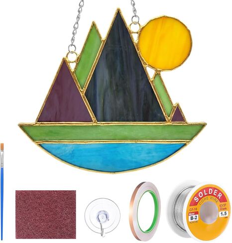 LemonRoad 1 Set Cardinal Pre Cut Stained Glass Kits for Adult Beginner Made Easy DIY Stained Glass Craft Kit with Solder Wire, Gel Flux, Flux Brush for Christmas Birthday Party Favor in Kuwait
