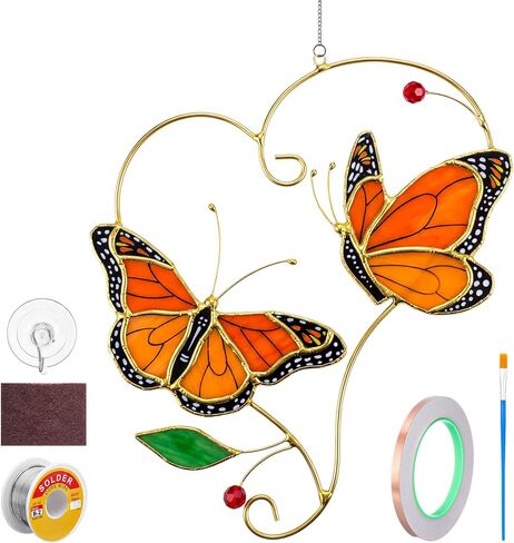 LemonRoad 1 Set Cardinal Pre Cut Stained Glass Kits for Adult Beginner Made Easy DIY Stained Glass Craft Kit with Solder Wire, Gel Flux, Flux Brush for Christmas Birthday Party Favor in Kuwait