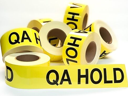 QA Hold 3" X 200 FEET Vinyl Adhesive Tape - Aisle Marking 3x200ft, Black Text on Yellow, 4mil Thick, Acrylic Permanent, W-2 Arrows, -40 to 176 deg F, Industrial Use in Kuwait