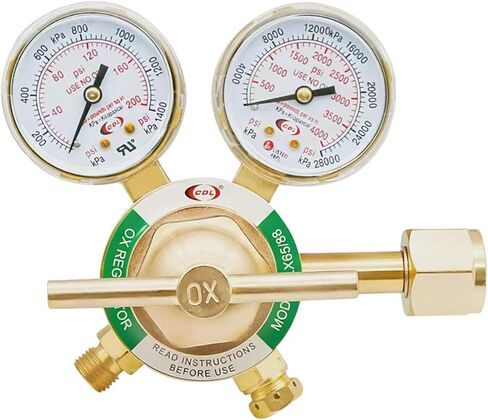 CDL Medium Duty Oxygen Regulator CGA540,Victor Compatible,Easy to Read Dual Scale,Forged Brass Body Bonnet,OEM Compatible Welding Gas Regulator,Large Tank Gauge,Outlet 0-200PSI,Inlet 0-4000PSI,LX65 in Kuwait