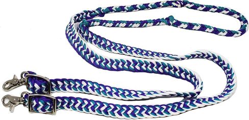 CHALLENGER Horse Roping Knotted Nylon Braided Western Barrel Reins Teal Purple 607519 in Saudi Arabia