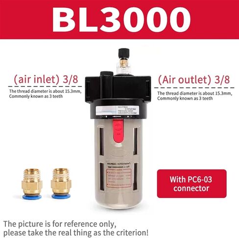 AL2000 BL2000 BL3000 BL4000 Air Compressor Lubricator Pneumatic Oil Mist Oil-water Separator(Color:BL3000 PC6) in Kuwait