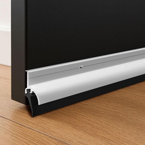 Hicarer 2 Pcs Door Bottom Sweep with Rain Drip 0.5625" W x 2" H x 36" L, Exterior Door Rain Drip Guard, Bottom Weather Stripping, Mill Finish Aluminum with Vinyl Insert(Sliver) in Saudi Arabia