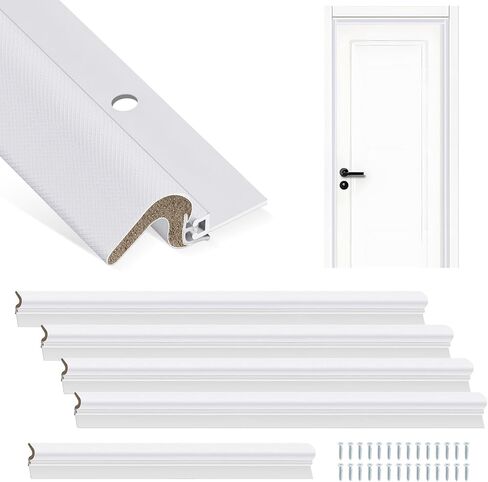 Yuntau Screw on Door Weather Stripping 42" 36" Weather Stripping Door Seal with Aluminum Carrier and Foam Gasket Exterior Weatherstripping V Shaped Soundproof Seal for Sides and Top(5 Pcs) in Saudi Arabia