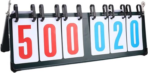 SUNGOOYUE 6 Digits Scoreboard, Portable Metal Flip Score Keeper with PVC Cards and Non Slip Base, for Basketball Tennis Badminton Table Tennis Indoor Outdoor Sports in Saudi Arabia