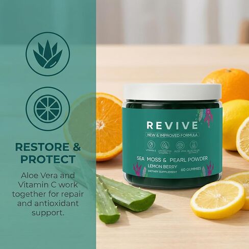 علكات بالمبار ريفايف لتساقط الشعر - علكات طحالب البحر مع فيتامين ج، وفيتامين هـ، والصبار، ومسحوق اللؤلؤ يدعم نمو أسرع للشعر، وأظافر أقوى، وبشرة صحية، وقوة إضافية - 60 قطعة in Kuwait