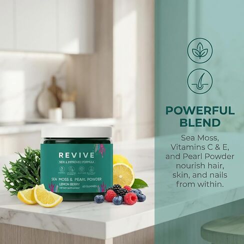 علكات بالمبار ريفايف لتساقط الشعر - علكات طحالب البحر مع فيتامين ج، وفيتامين هـ، والصبار، ومسحوق اللؤلؤ يدعم نمو أسرع للشعر، وأظافر أقوى، وبشرة صحية، وقوة إضافية - 60 قطعة in Kuwait