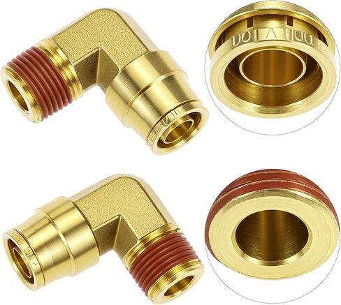 QWORK 1/2 "الكوع DOT دفع لتوصيل تجهيزات خط الهواء، 5 حزمة 1/2" OD أنبوب × 3/8 "NPT موضوع 90 درجة النحاس الاتحاد قطب الكوع المشترك، خط الفرامل الهواء تركيبات توصيل سريعة in Saudi Arabia