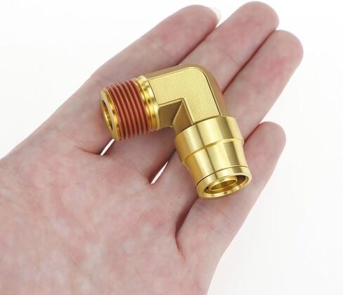 QWORK 1/2 "الكوع DOT دفع لتوصيل تجهيزات خط الهواء، 5 حزمة 1/2" OD أنبوب × 3/8 "NPT موضوع 90 درجة النحاس الاتحاد قطب الكوع المشترك، خط الفرامل الهواء تركيبات توصيل سريعة in Saudi Arabia