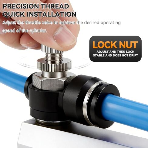 ضغط هوائي لتوصيل صمام التحكم في تدفق الهواء المناسب لخط الهواء 6 مم OD × 1/8 بوصة مرفق NPT تركيب صمام التحكم في سرعة الهواء 90 درجة (عبوة من 5) SL6-01 in Kuwait