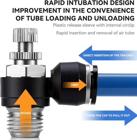 ضغط هوائي لتوصيل صمام التحكم في تدفق الهواء المناسب لخط الهواء 6 مم OD × 1/8 بوصة مرفق NPT تركيب صمام التحكم في سرعة الهواء 90 درجة (عبوة من 5) SL6-01 in Kuwait