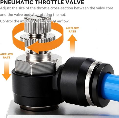 ضغط هوائي لتوصيل صمام التحكم في تدفق الهواء المناسب لخط الهواء 6 مم OD × 1/8 بوصة مرفق NPT تركيب صمام التحكم في سرعة الهواء 90 درجة (عبوة من 5) SL6-01 in Kuwait