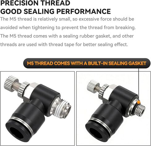 ضغط هوائي لتوصيل صمام التحكم في تدفق الهواء المناسب لخط الهواء 6 مم OD × 1/8 بوصة مرفق NPT تركيب صمام التحكم في سرعة الهواء 90 درجة (عبوة من 5) SL6-01 in Kuwait