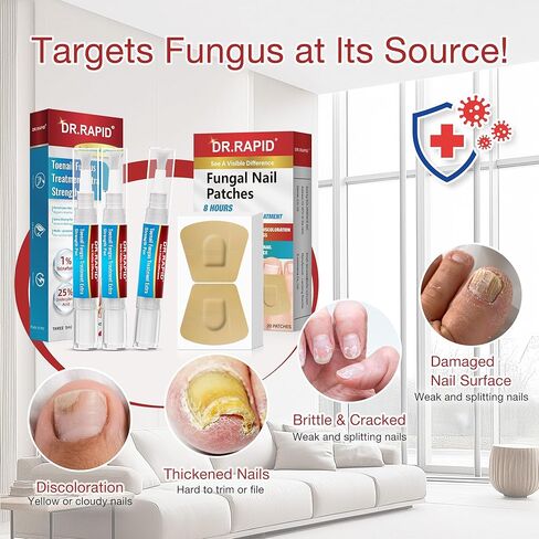 Toenail Fungus Treatment Extra Strength - Toenail Fungus Treatment Pen & Fungal Nail Patches, Day and Night Fungal Nail Treatment Set Ideal for Nail Repair for Damaged Nails Toenail Fungus in Kuwait