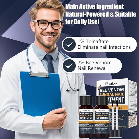 علاج فطريات أظافر القدم قوة إضافية -1% تولنافتات، علاج فطريات الأظافر بسم النحل، إصلاح لطيف للأظافر الفطرية للأظافر والأظافر الصفراء والسميكة والمتغيرة اللون والمكسورة والتالفة، زجاجتان in Saudi Arabia