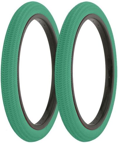 Bicycle 18" x 1.95" All Green 2 Tires AL-1031 Smooth BMX Freestyle Bike Style | (Two Tire) in Saudi Arabia