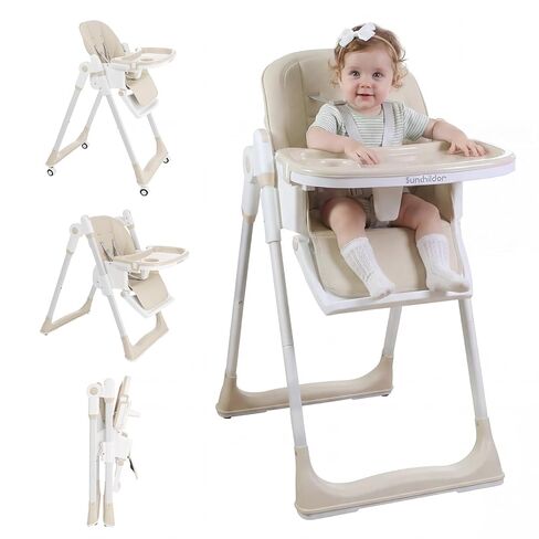 3 in 1 Baby High Chair with Wheels, Adjustable 5 Point Harness, Tray, Foot Rest, Backrest and Seat Height, Foldable High Chair for Toddlers, Green in Saudi Arabia