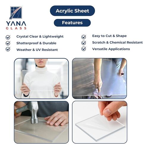 قطع مخصص من Yana لحجم ورقة أكريليك شفافة بسمك 1/4 بوصة (6 مم) - لوحة زجاجية مستطيلة ومربعة مقطوعة حسب أبعادك الدقيقة - زجاج شبكي شفاف للاستخدام بنفسك، وإطارات الصور، وأسطح الطاولات، واللافتات in Saudi Arabia