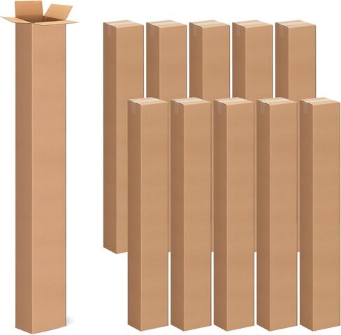 صناديق من الورق المقوى المموج بطول 4 × 4 × 36 بوصة مكونة من 10 عبوات، مقاس 4 بوصة طول × 4 بوصة عرض × 36 بوصة ارتفاع صناديق الشحن - الشحن والنقل والتعبئة والبريد وصندوق تخزين للمنزل أو العمل in Kuwait