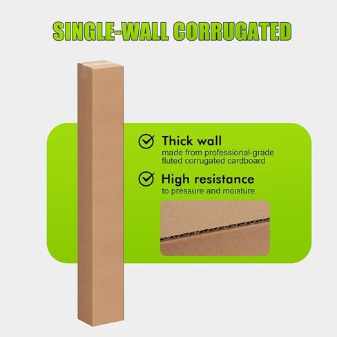 صناديق من الورق المقوى المموج بطول 4 × 4 × 36 بوصة مكونة من 10 عبوات، مقاس 4 بوصة طول × 4 بوصة عرض × 36 بوصة ارتفاع صناديق الشحن - الشحن والنقل والتعبئة والبريد وصندوق تخزين للمنزل أو العمل in Kuwait