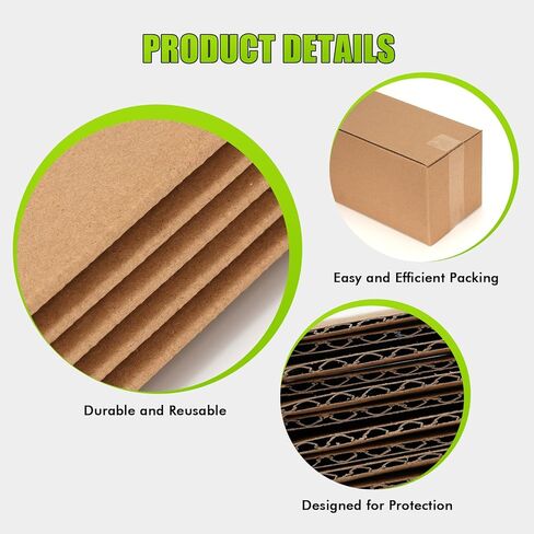 صناديق من الورق المقوى المموج بطول 4 × 4 × 36 بوصة مكونة من 10 عبوات، مقاس 4 بوصة طول × 4 بوصة عرض × 36 بوصة ارتفاع صناديق الشحن - الشحن والنقل والتعبئة والبريد وصندوق تخزين للمنزل أو العمل in Kuwait
