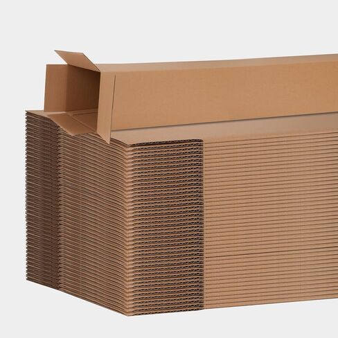 صناديق من الورق المقوى المموج بطول 4 × 4 × 36 بوصة مكونة من 10 عبوات، مقاس 4 بوصة طول × 4 بوصة عرض × 36 بوصة ارتفاع صناديق الشحن - الشحن والنقل والتعبئة والبريد وصندوق تخزين للمنزل أو العمل in Kuwait