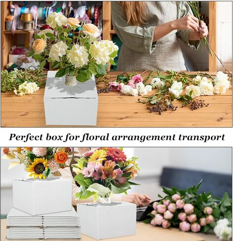 صناديق توصيل من الورق المقوى 100 قطعة من tonchean لبائعي الزهور، صندوق توصيل زهور سريع الطي، وصناديق الزهور والمزهريات لترتيبات الزهور الآمنة أثناء النقل in Kuwait
