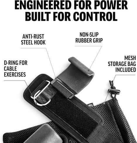 Weight Lifting Hooks (Pair) with D-Ring & Bag, Extra Strong- for Deadlifts, Pull Ups, Rows & Shrugs | Perfect Grip Support with Our Gym Hooks | Reinforced Wrist Straps For Weightlifting, Pull up Grips in Saudi Arabia