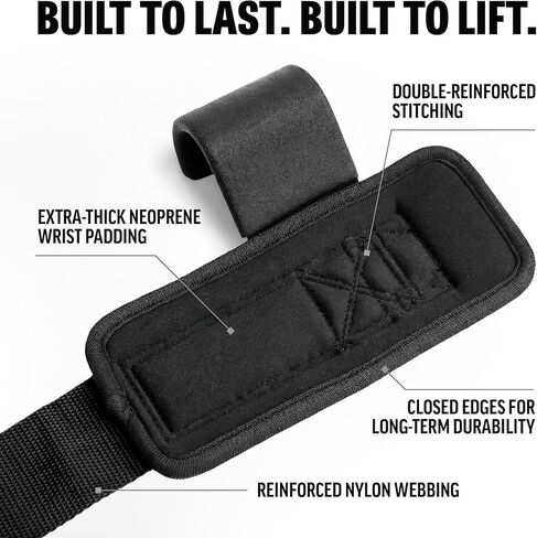 Weight Lifting Hooks (Pair) with D-Ring & Bag, Extra Strong- for Deadlifts, Pull Ups, Rows & Shrugs | Perfect Grip Support with Our Gym Hooks | Reinforced Wrist Straps For Weightlifting, Pull up Grips in Saudi Arabia