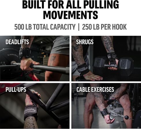 Weight Lifting Hooks (Pair) with D-Ring & Bag, Extra Strong- for Deadlifts, Pull Ups, Rows & Shrugs | Perfect Grip Support with Our Gym Hooks | Reinforced Wrist Straps For Weightlifting, Pull up Grips in Saudi Arabia