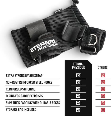 Weight Lifting Hooks (Pair) with D-Ring & Bag, Extra Strong- for Deadlifts, Pull Ups, Rows & Shrugs | Perfect Grip Support with Our Gym Hooks | Reinforced Wrist Straps For Weightlifting, Pull up Grips in Saudi Arabia