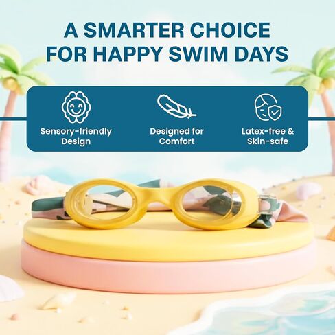 Swim Goggles with Fabric Strap - Cool Summer Goggle - Pool Goggles Kids - Soft Strap Swimming Goggles - Girls and Boys Swim Goggle, in Saudi Arabia