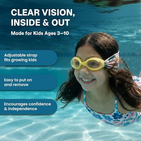 Swim Goggles with Fabric Strap - Cool Summer Goggle - Pool Goggles Kids - Soft Strap Swimming Goggles - Girls and Boys Swim Goggle, in Saudi Arabia
