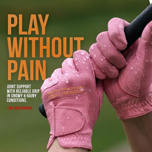 Copper Tech Plus Rain Golf Gloves Women Left Hand or Right Hand (Single) | Water-Enhanced Golf Rain Gloves for Women | Joint Support Ergonomic Copper Compression in Saudi Arabia
