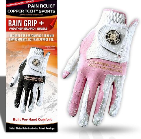 Copper Tech Plus Rain Golf Gloves Women Left Hand or Right Hand (Single) | Water-Enhanced Golf Rain Gloves for Women | Joint Support Ergonomic Copper Compression in Saudi Arabia