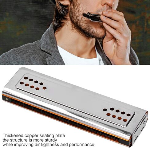 Mouth Organ Harmonica, 24 Hole C Key G Key Polyphonic Harmonica Double-Sided Harmonica with Case Gift in Saudi Arabia
