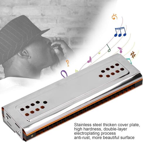 Mouth Organ Harmonica, 24 Hole C Key G Key Polyphonic Harmonica Double-Sided Harmonica with Case Gift in Saudi Arabia