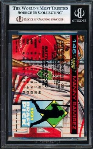 ماني راميريز موقعة 1992 Stadium Club SE Skydome Rookie Card # 146 Cleveland Indians Beckett BAS # 17856465 - بطاقات بيسبول Slabbed Rookie Card الموقعة in Saudi Arabia