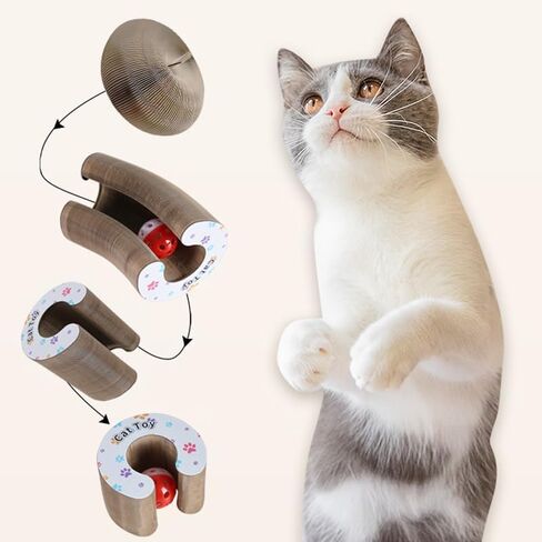 Kitty Kurlz Cat Toy ، Cat Scratcher ، عضل سحري على طراز Infinity ، مقاوم للخدش ومقاوم للتآكل ، ألعاب قطط قابلة للطي للقطط الداخلية in Kuwait